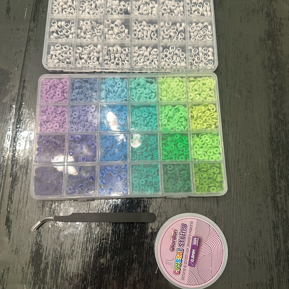 Pastel Ombre Alphabet & Round Beads Craft Kit with Tweezers